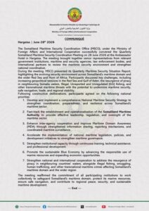 The communique from The Ministry of Foreign Affairs and International Cooperation of Somaliland