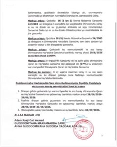 Somaliland Chief Justice Directs Courts to Implement National Judicial Conference Outcomes