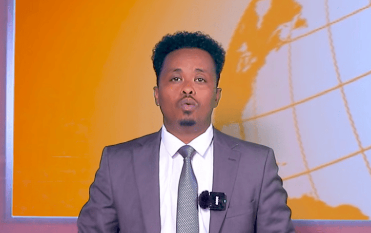 Abdirahman Mohamed Ege has been questioned in detention about his interview with Abdiqadir Sharay, who plans to stand for the presidency of the Federal Government of Somalia in national elections in 2027. (Screenshot: Horn Cable TV/YouTube)