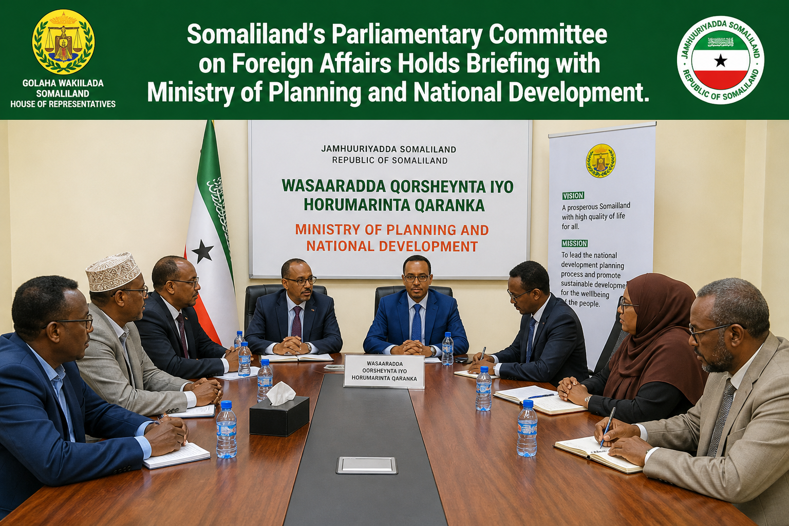 Somaliland's Parliamentary Committee on Foreign Affairs meeting with the Ministry of Planning and National Development for a briefing
