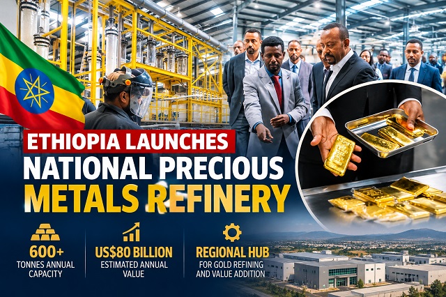 Ethiopia Launches National Precious Metals Refinery With Capacity to Process 600 Tonnes Annually