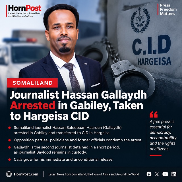 Hassan Gallaydh Hassan Galaydh Hassan Saleebaan Haaruun Somaliland journalist arrested