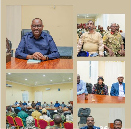 Puntland President Said Abdullahi Deni meets Galkayo security