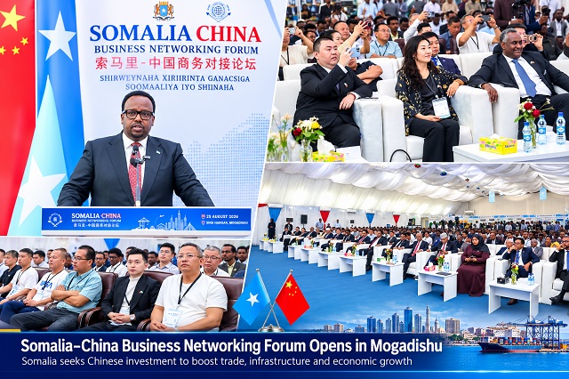 Somali Deputy Prime Minister Salah Ahmed Jama opens the Somalia China Business Networking Forum in Mogadishu on Aug. 25 2026