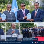 Somali President Hassan Sheikh Mohamud and Prime Minister Hamza Abdi Barre attend a government performance and accountability ceremony in Mogadishu