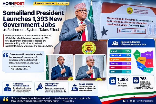 Somaliland Announces 1393 New Government Jobs as Retirement System Takes Effect