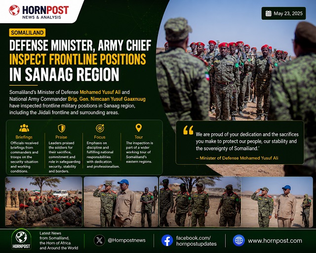 Somaliland Defense Minister Army Chief Inspect Frontline Positions in Sanag