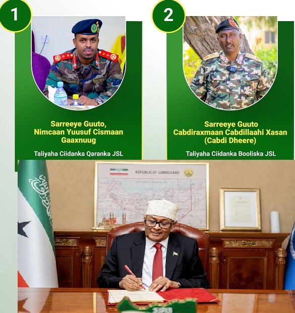 Somaliland President Irro Appoints New Military and Police Chiefs in Security Reshuffle