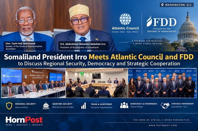 Somaliland President Irro Speaker Faratoon and government officials met with the Atlantic Council and the FDD in Washington