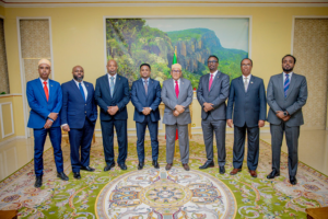 Somaliland President Urges New Ambassadors to Strengthen Diplomacy 6 The President Foreign Minister and newly appointed Somaliland diplomatic representatives