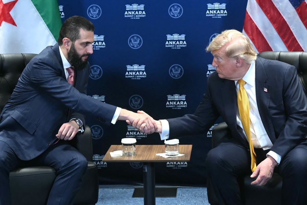 U.S. President Donald Trump with Syrian President Ahmad al Sharaa