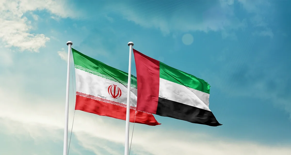 uae and iran flags